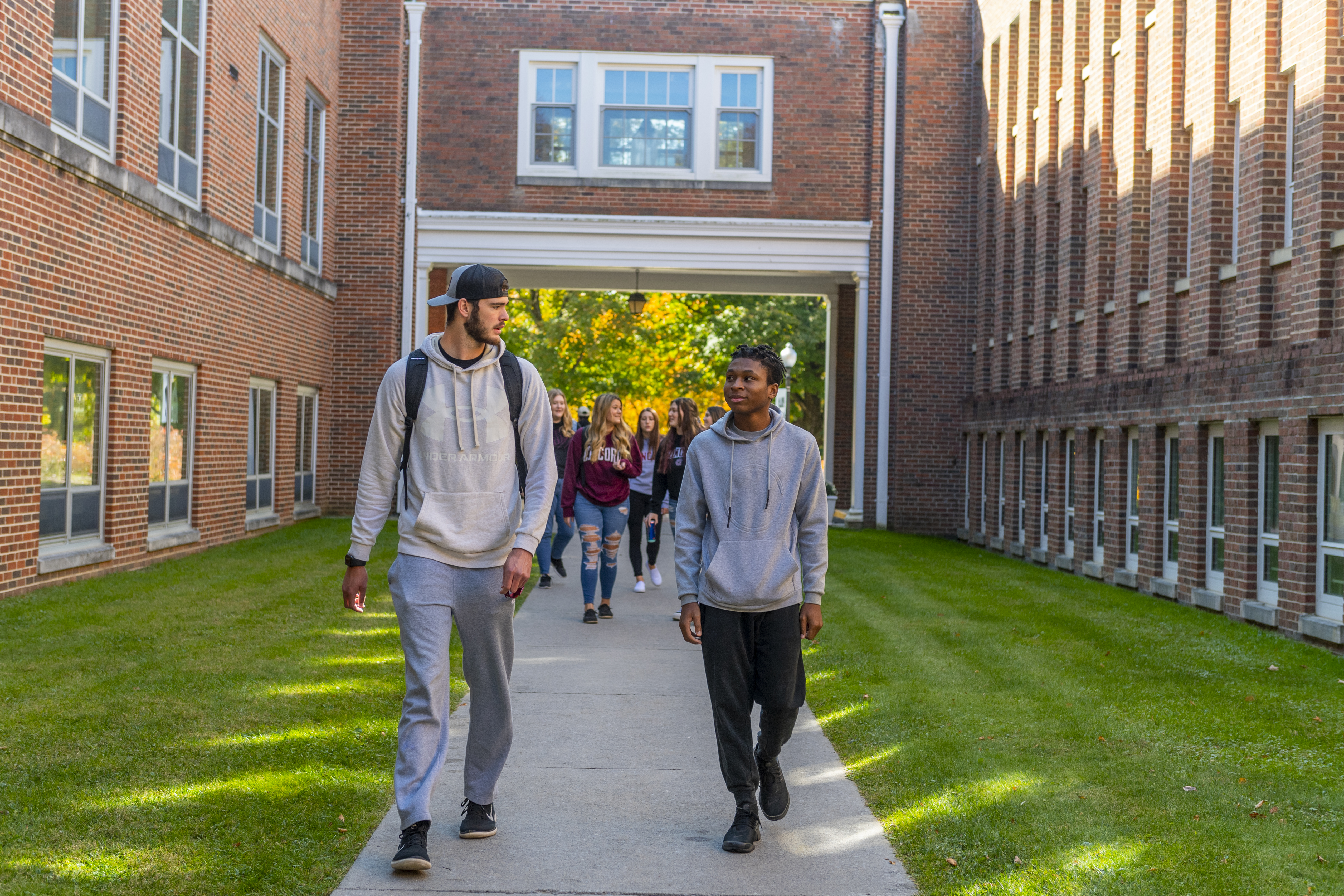 Students walking on campus